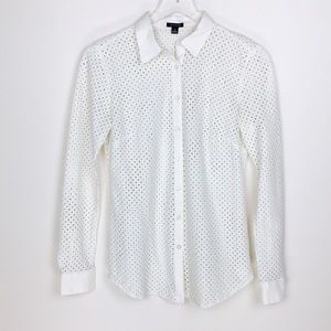 Ann Taylor Lace Button Down Blouse